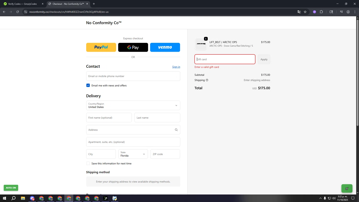 NoConformity promo code screenshot showing code ANTWAN applied at NoConformity checkout page. Uploaded by SimplyCodes community member sssssssssssssssssssssssss on Oct 11, 2025
