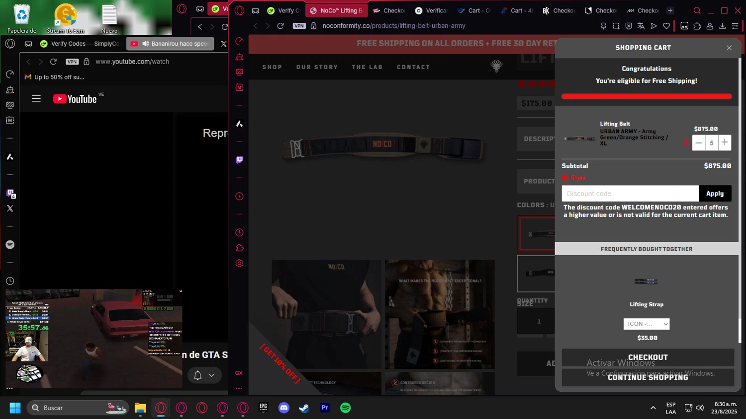 NoConformity promo code screenshot showing code WELCOMENOCO20 applied at NoConformity checkout page. Uploaded by SimplyCodes community member Billyyou on Aug 23, 2025