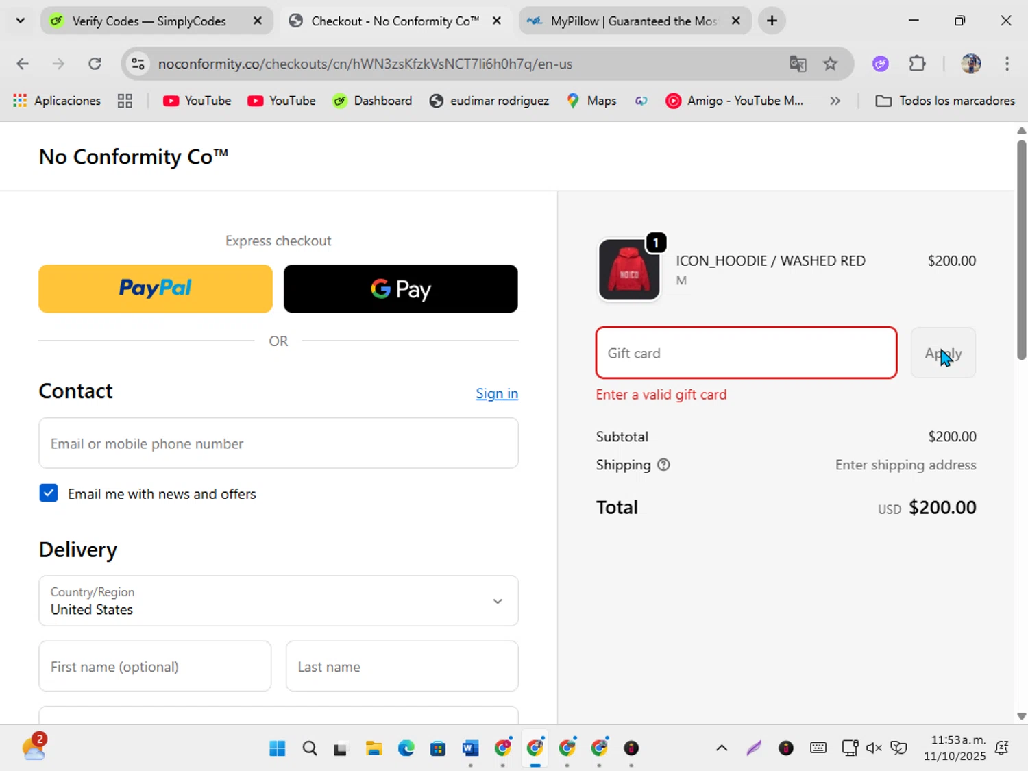 NoConformity promo code screenshot showing code Farrar15 applied at NoConformity checkout page. Uploaded by SimplyCodes community member ShrewdSeeker5445 on Oct 11, 2025
