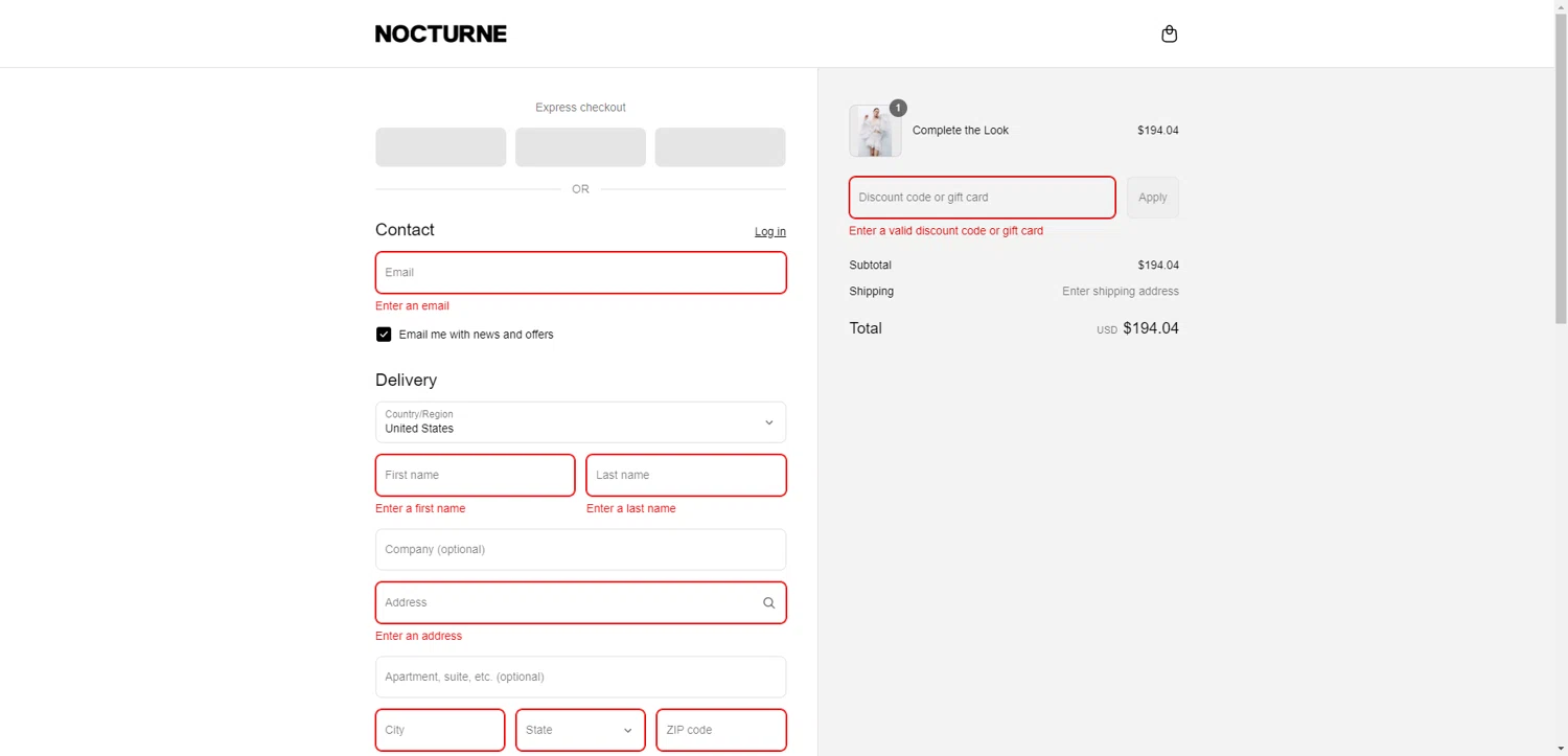 Nocturne discount code screenshot showing code NET50%OFF applied at Nocturne checkout page. Uploaded by SimplyCodes community member EpicEagle816 on Aug 2, 2025