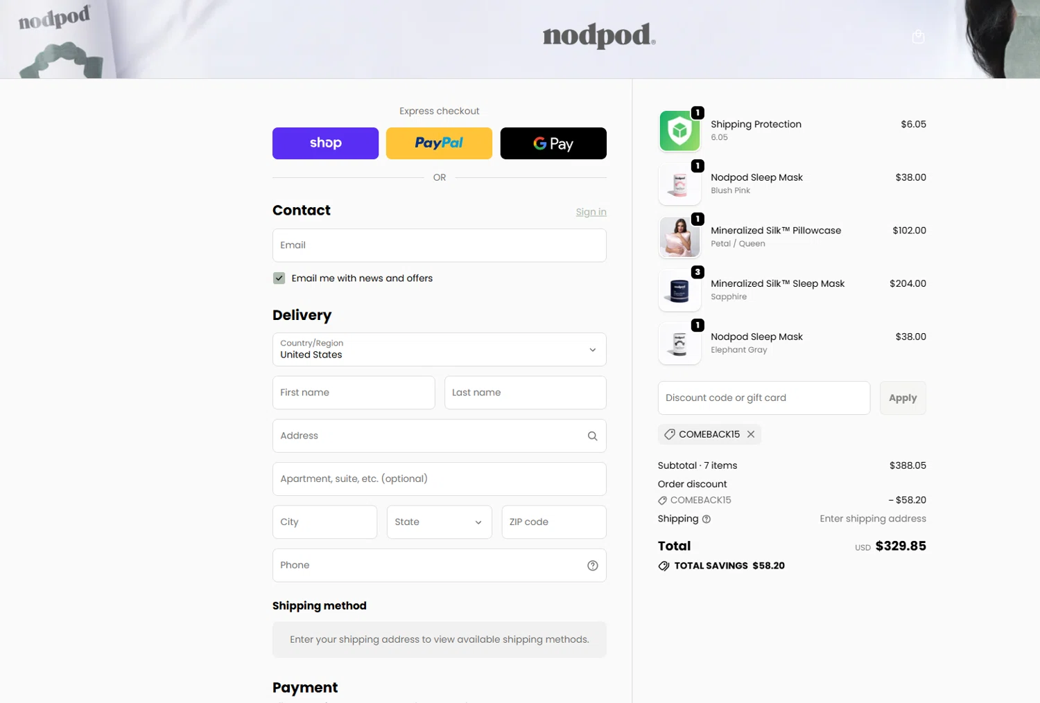 Nodpod checkout page showing Nodpod discount code box | Screenshot taken by SimplyCodes community member on Feb 6, 2026