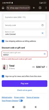ADDQ1 coupon verification screenshot