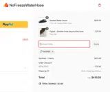 NoFreezeWaterHose coupon verification screenshot