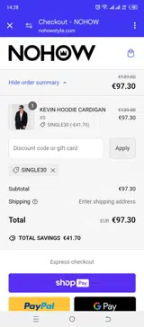 SINGLE30 coupon verification screenshot