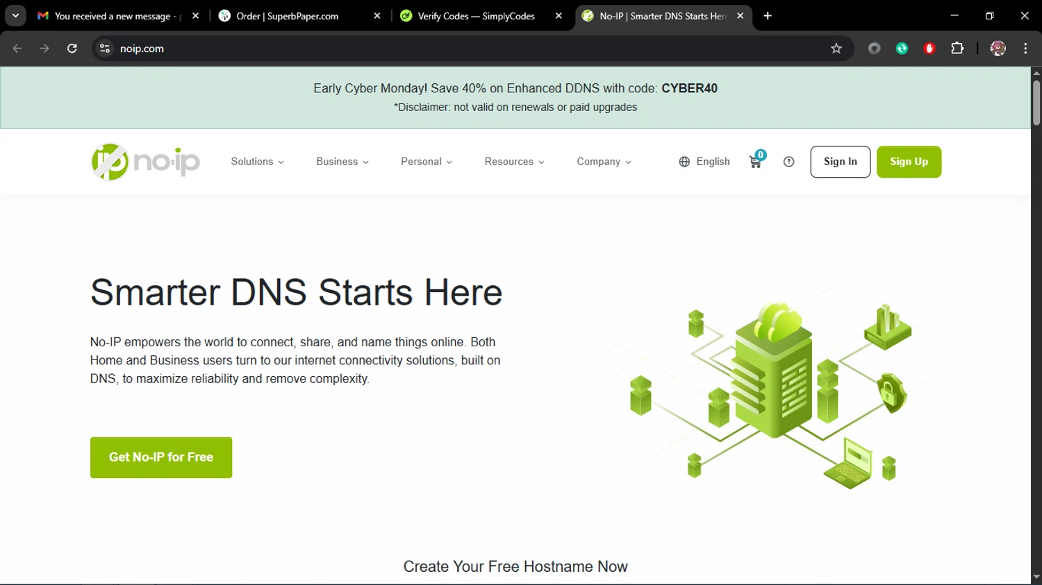 No-IP checkout page showing No-IP coupon code box | Screenshot taken by SimplyCodes community member on Nov 25, 2025