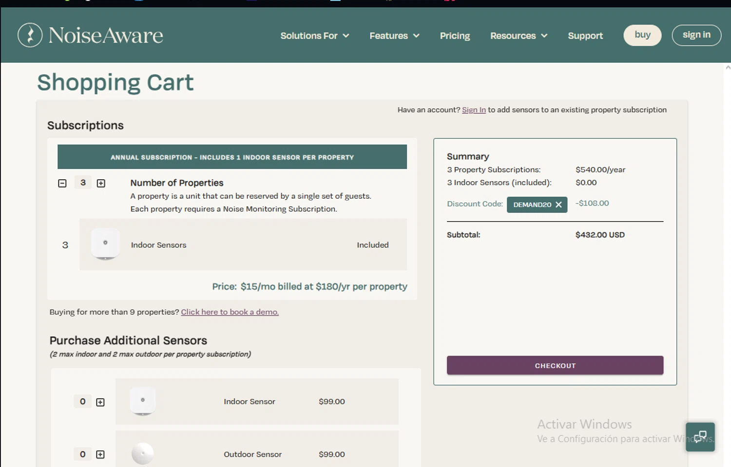 NoiseAware checkout page showing NoiseAware coupon code box | Screenshot taken by SimplyCodes community member on Jun 6, 2025