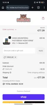 10NOLAE coupon verification screenshot