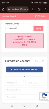 KUROMI25 coupon verification screenshot