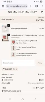 No Makeup Makeup coupon verification screenshot