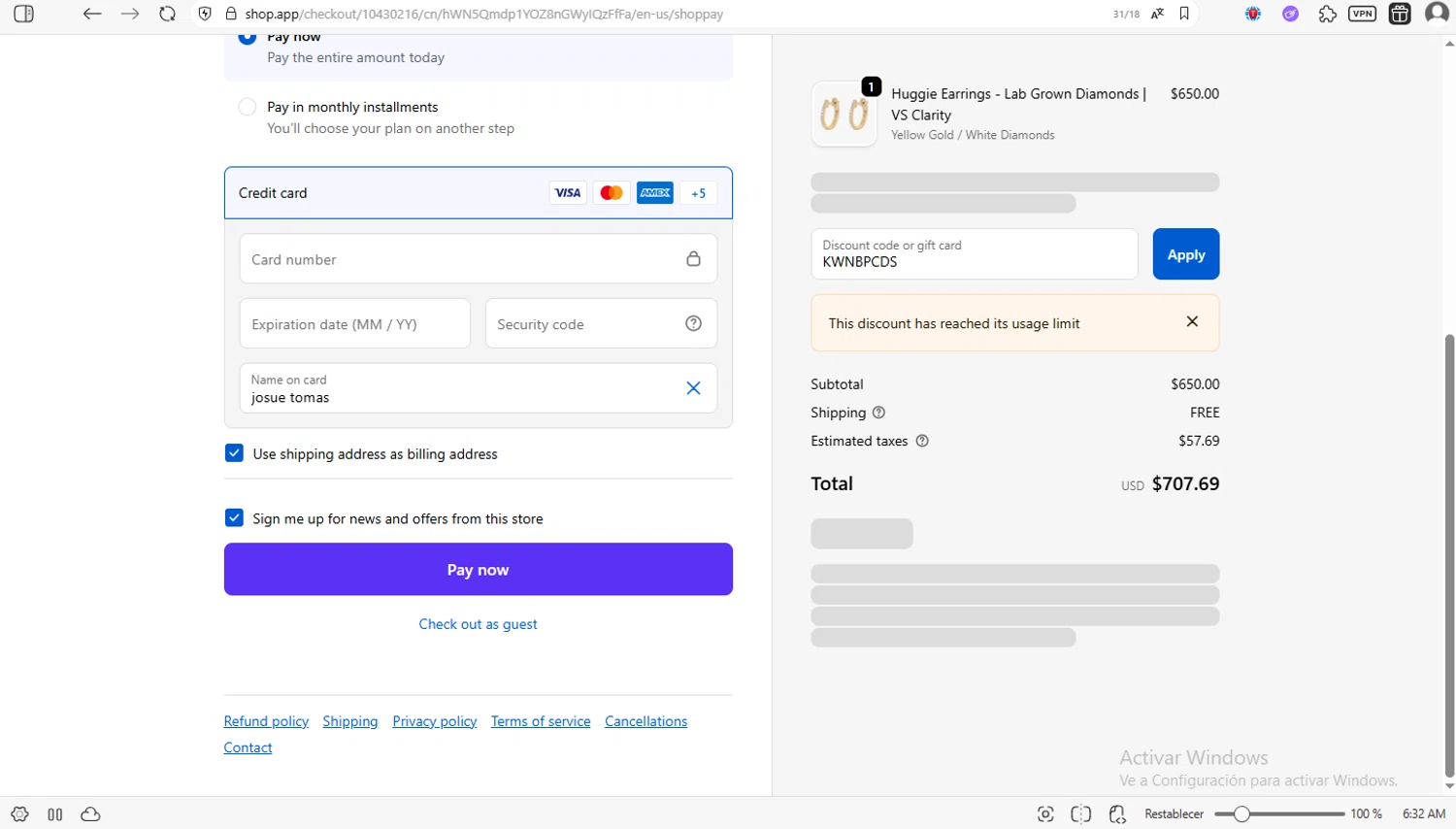 Noémie promo code screenshot showing code KWNBPCDS applied at Noémie checkout page. Uploaded by SimplyCodes community member luissilva2 on Nov 18, 2025