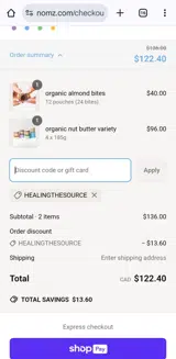 Healingthesource coupon verification screenshot
