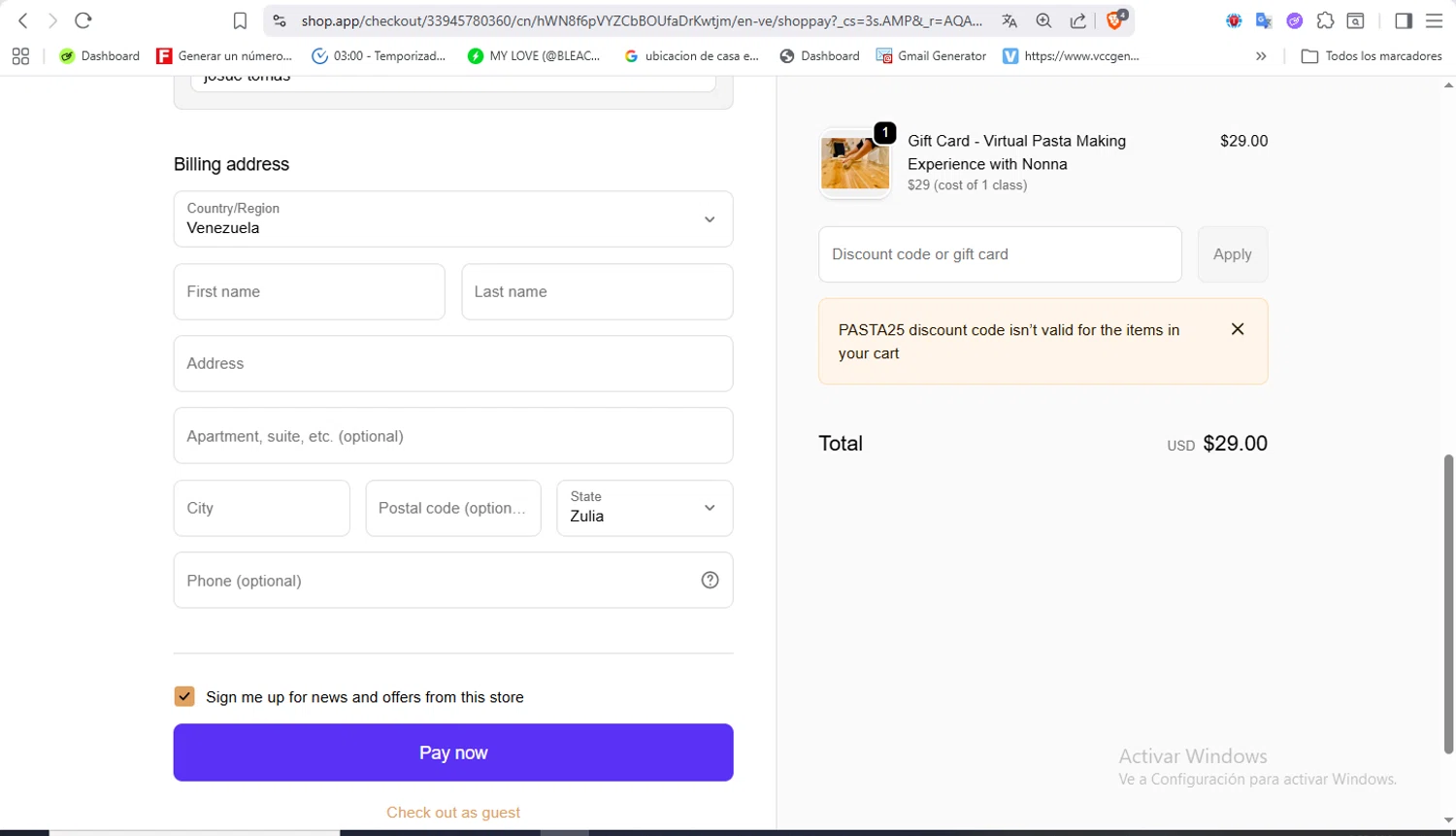 NonnaLive promo code screenshot showing code PASTA25 applied at NonnaLive checkout page. Uploaded by SimplyCodes community member VoucherFalcon3942 on Feb 11, 2026