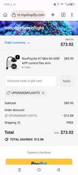 upgrademylights coupon verification screenshot