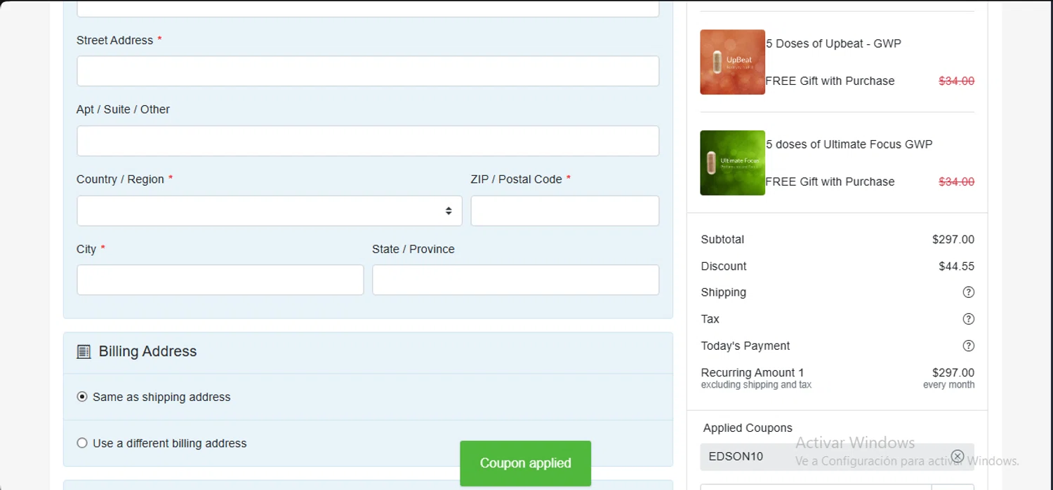 Nootopia discount code screenshot showing code Edson10 applied at Nootopia checkout page. Uploaded by SimplyCodes community member WiseLynx1786 on Dec 29, 2025