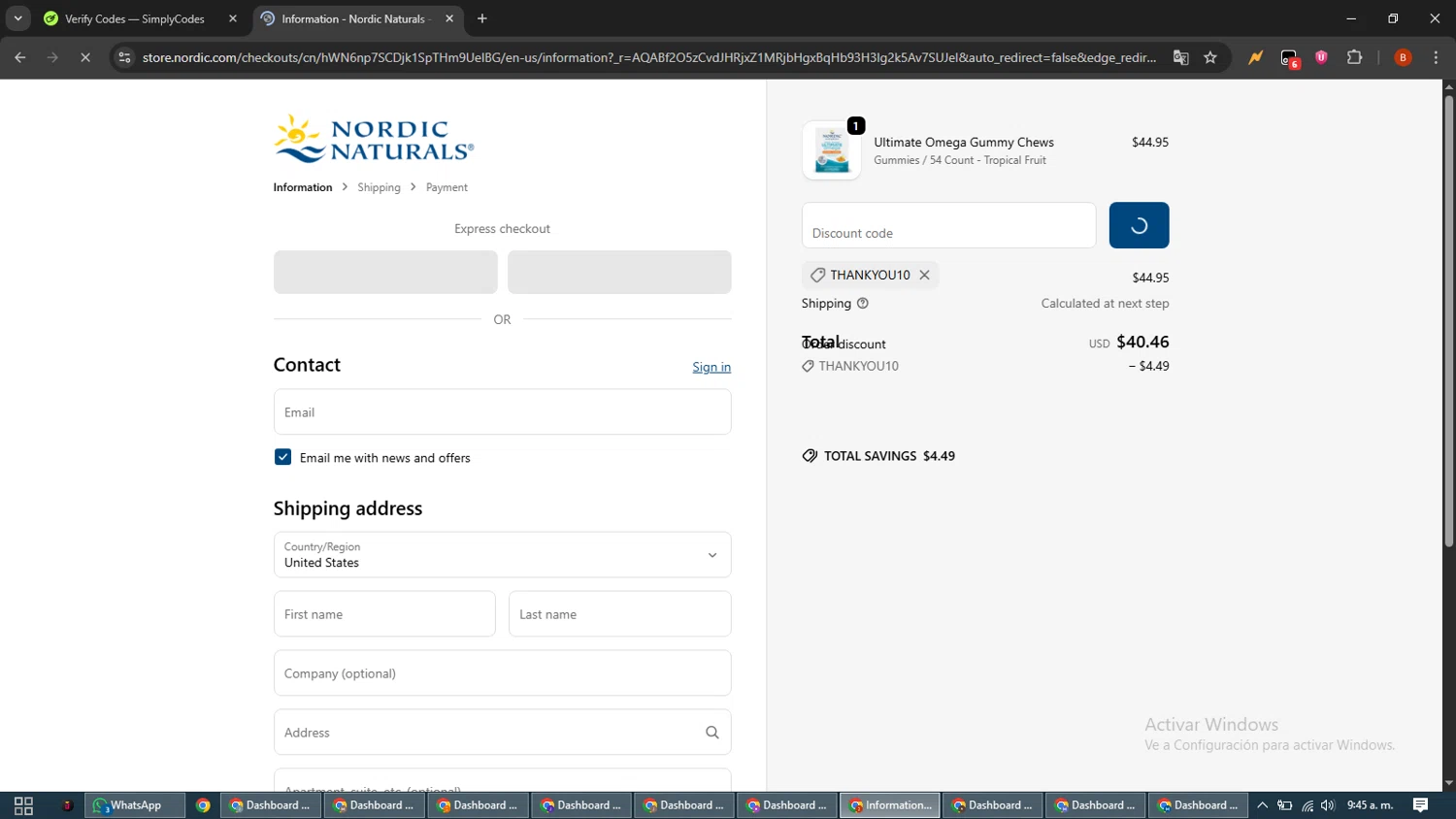 Nordic checkout page showing Nordic promo code box | Screenshot taken by SimplyCodes community member on Dec 24, 2025