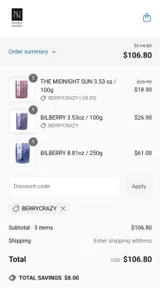 Berrycrazy coupon verification screenshot