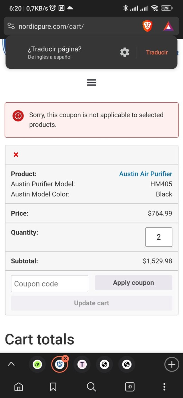 Nordic Pure Air Filters checkout page showing Nordic Pure Air Filters promo code box | Screenshot taken by SimplyCodes community member on Jul 29, 2024