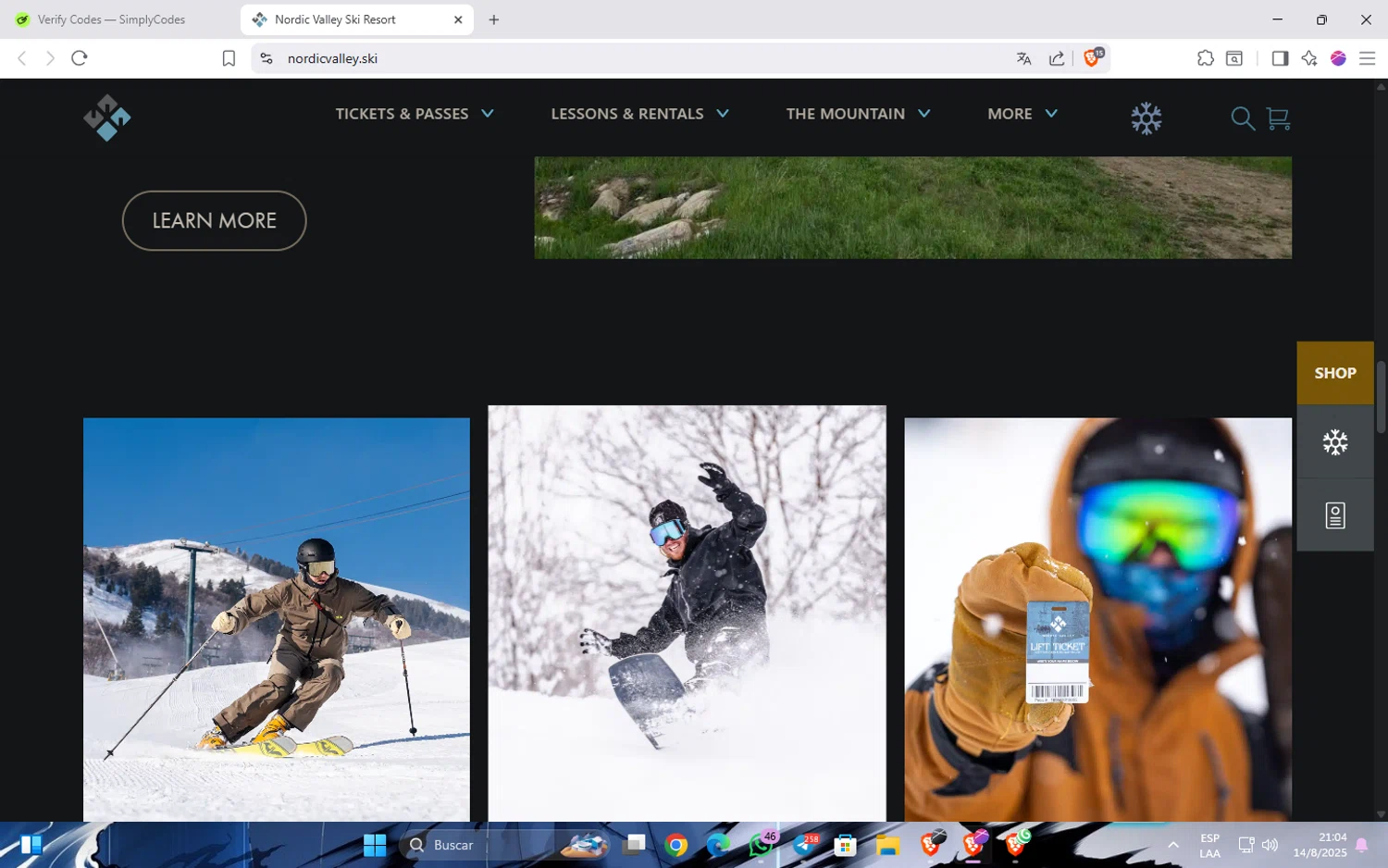 Nordic Valley Ski Resort promo code screenshot showing code 6PAYMENTS0%INTEREST applied at Nordic Valley Ski Resort checkout page. Uploaded by SimplyCodes community member JavinhoSantos on Aug 15, 2025
