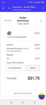 HOLIDAYBAKING coupon verification screenshot