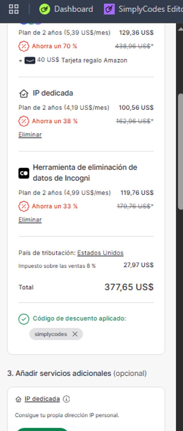 NordVPN checkout page showing NordVPN discount code box | Screenshot taken by SimplyCodes community member on Aug 8, 2025