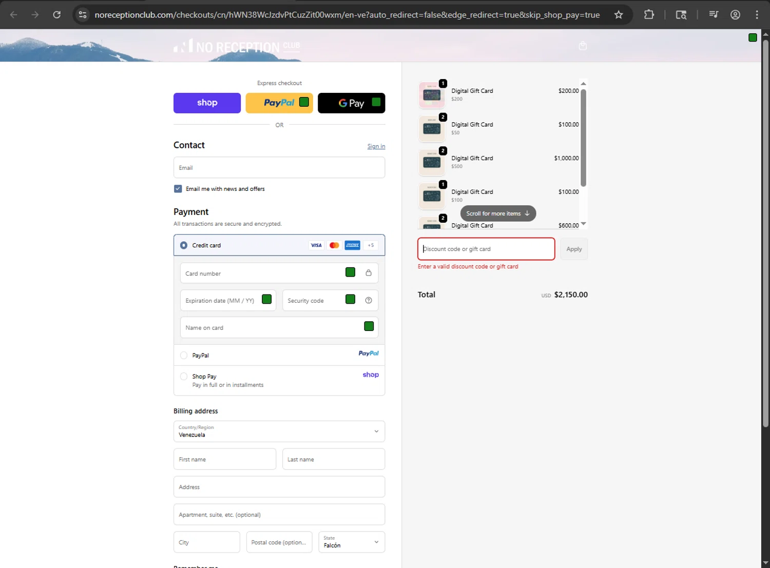 No Reception Club discount code screenshot showing code KATIEB20 applied at No Reception Club checkout page. Uploaded by SimplyCodes community member MRDEAL on Sep 18, 2025