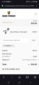 Norse10 coupon verification screenshot