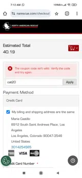 cat20 coupon verification screenshot
