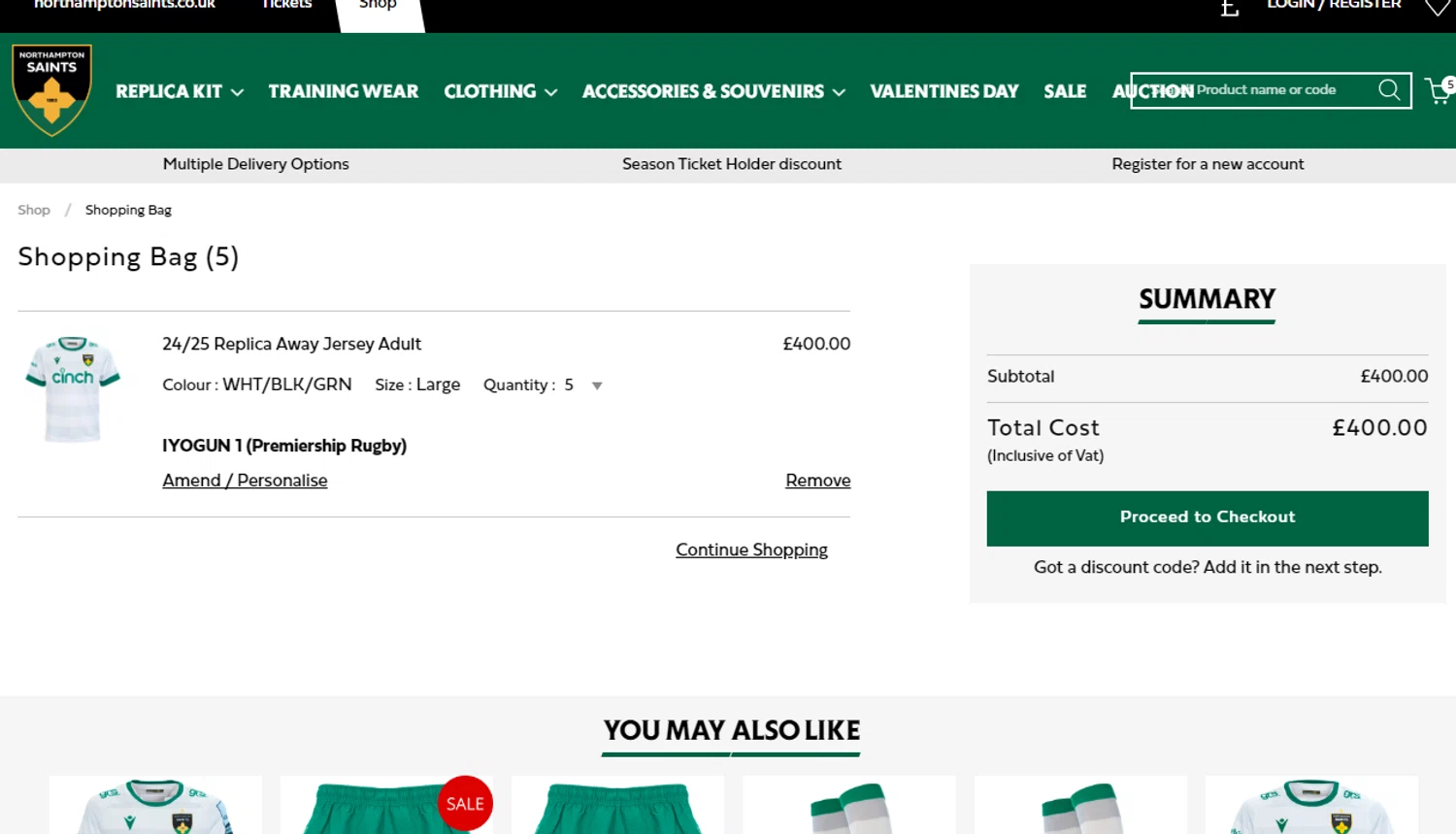Northampton Saints discount code screenshot showing code SHIPITFREE applied at Northampton Saints checkout page. Uploaded by SimplyCodes community member Michoporsu on Feb 2, 2025