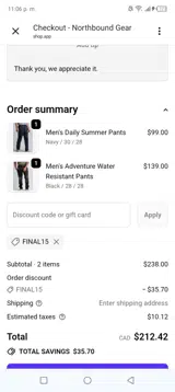 Final15 coupon verification screenshot