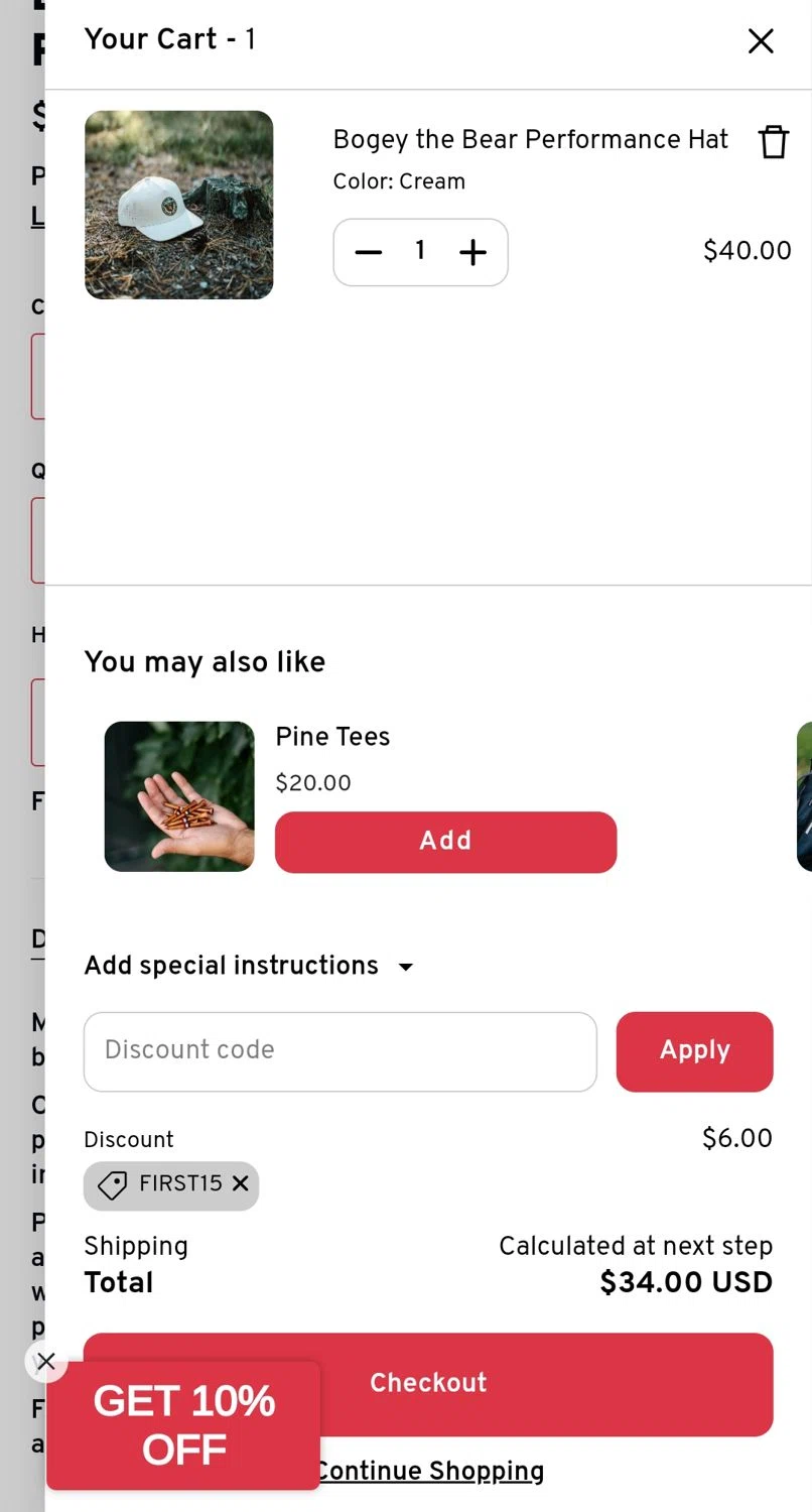 North Coast Golf promo code screenshot showing code FIRST15 applied at North Coast Golf checkout page. Uploaded by SimplyCodes community member Eliaslpz on Oct 9, 2025