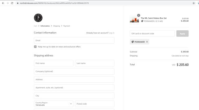 North Drinkware checkout page showing North Drinkware promo code box | Screenshot taken by SimplyCodes community member on Jul 10, 2020