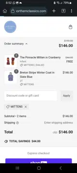 MITTENS coupon verification screenshot