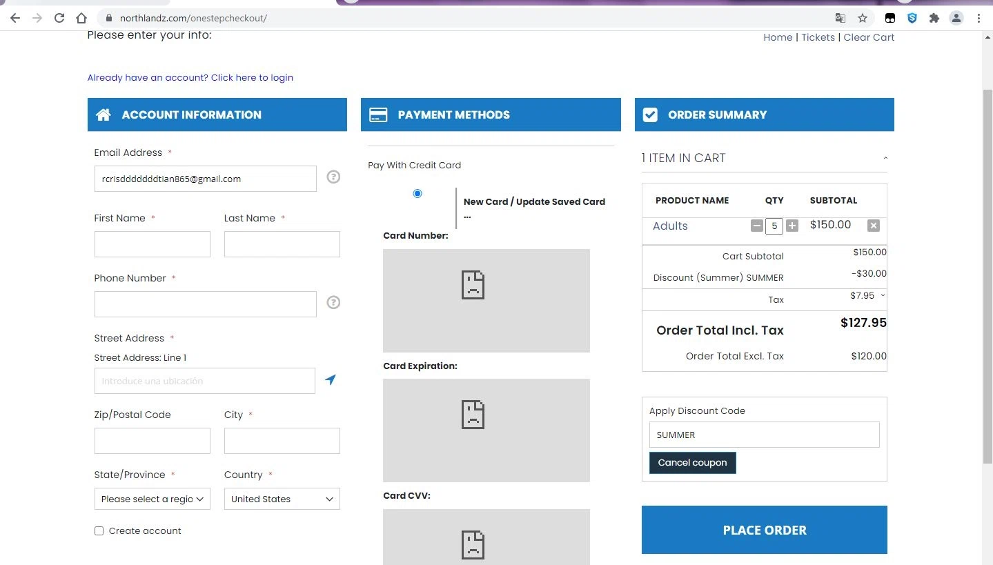 Northlandz checkout page showing Northlandz coupon code box | Screenshot taken by SimplyCodes community member on Aug 5, 2021