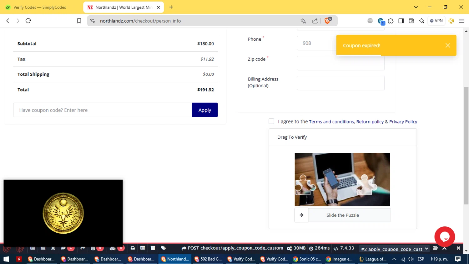 Northlandz coupon code screenshot showing code VETERAN2024 applied at Northlandz checkout page. Uploaded by SimplyCodes community member ValiantElite8187 on Feb 1, 2025