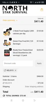 KELSI15 coupon verification screenshot