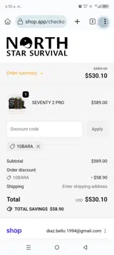 10BARA coupon verification screenshot