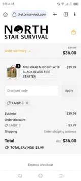 LAQU10 coupon verification screenshot