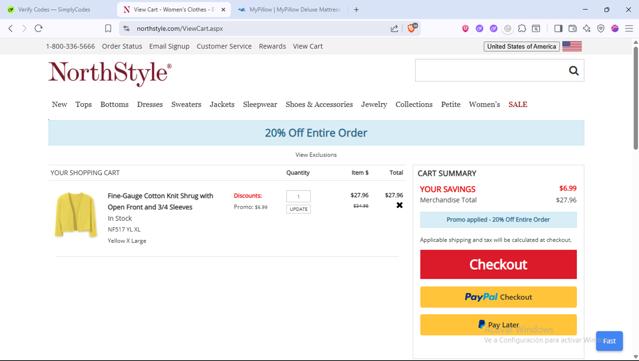 NorthStyle checkout page showing NorthStyle coupon code box | Screenshot taken by SimplyCodes community member on Jul 12, 2025