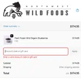 WILDBLUEBERRY25 coupon verification screenshot