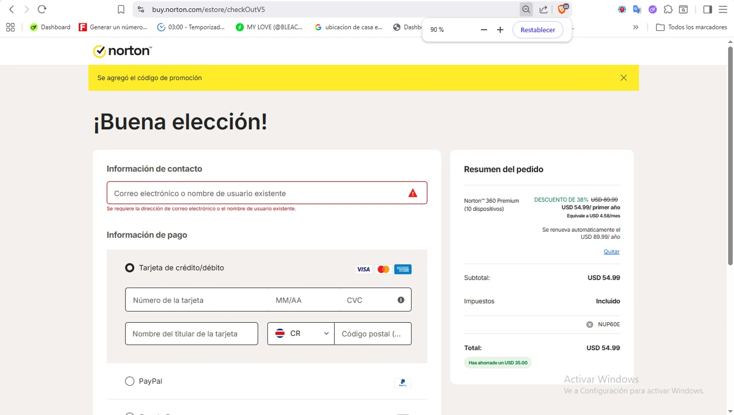 Norton Antivirus promo code screenshot showing code NUP60E applied at Norton Antivirus checkout page. Uploaded by SimplyCodes community member VoucherFalcon3942 on Feb 8, 2026