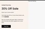 Cosmo30 coupon verification screenshot