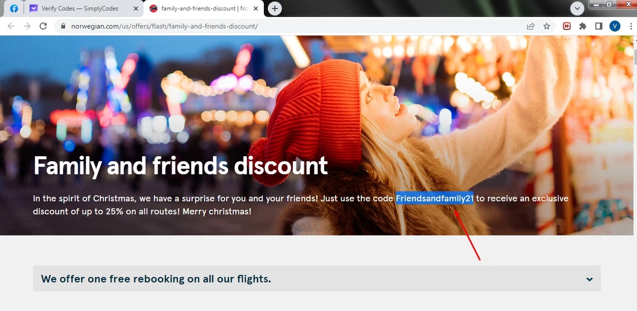 Norwegian Air checkout page showing Norwegian Air promo code box | Screenshot taken by SimplyCodes community member on Jun 5, 2023