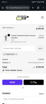 No Sauce The Plug coupon verification screenshot