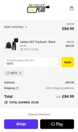No Sauce The Plug coupon verification screenshot