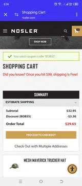 Nosler coupon verification screenshot