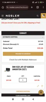 Nosler coupon verification screenshot