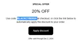 BLACKCYBER20 coupon verification screenshot