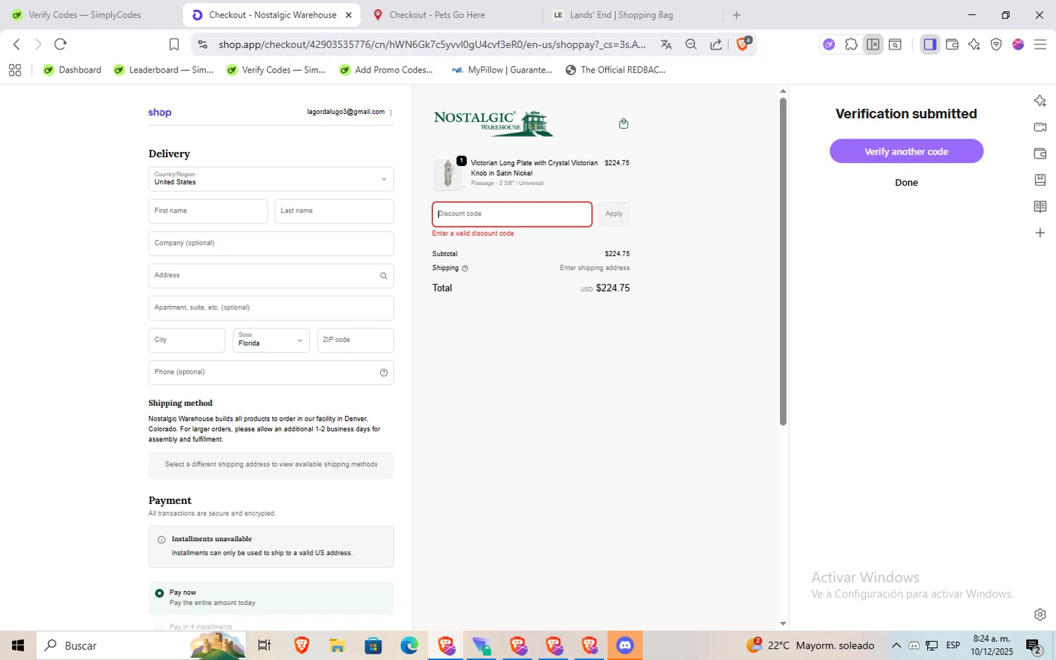 Nostalgic Warehouse discount code screenshot showing code CYBER5 applied at Nostalgic Warehouse checkout page. Uploaded by SimplyCodes community member Rayyyyyy on Dec 10, 2025
