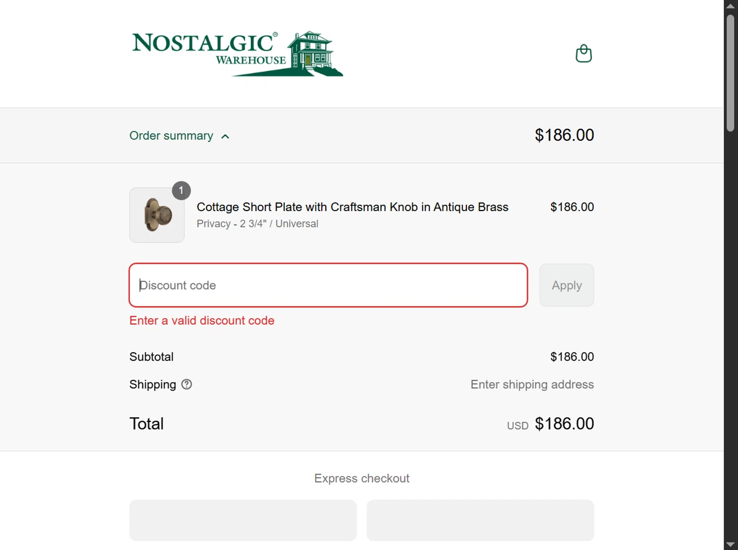 Nostalgic Warehouse discount code screenshot showing code MDS5 applied at Nostalgic Warehouse checkout page. Uploaded by SimplyCodes community member TokenMonarch4470 on Jul 10, 2025