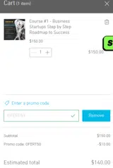 OFERT50 coupon verification screenshot